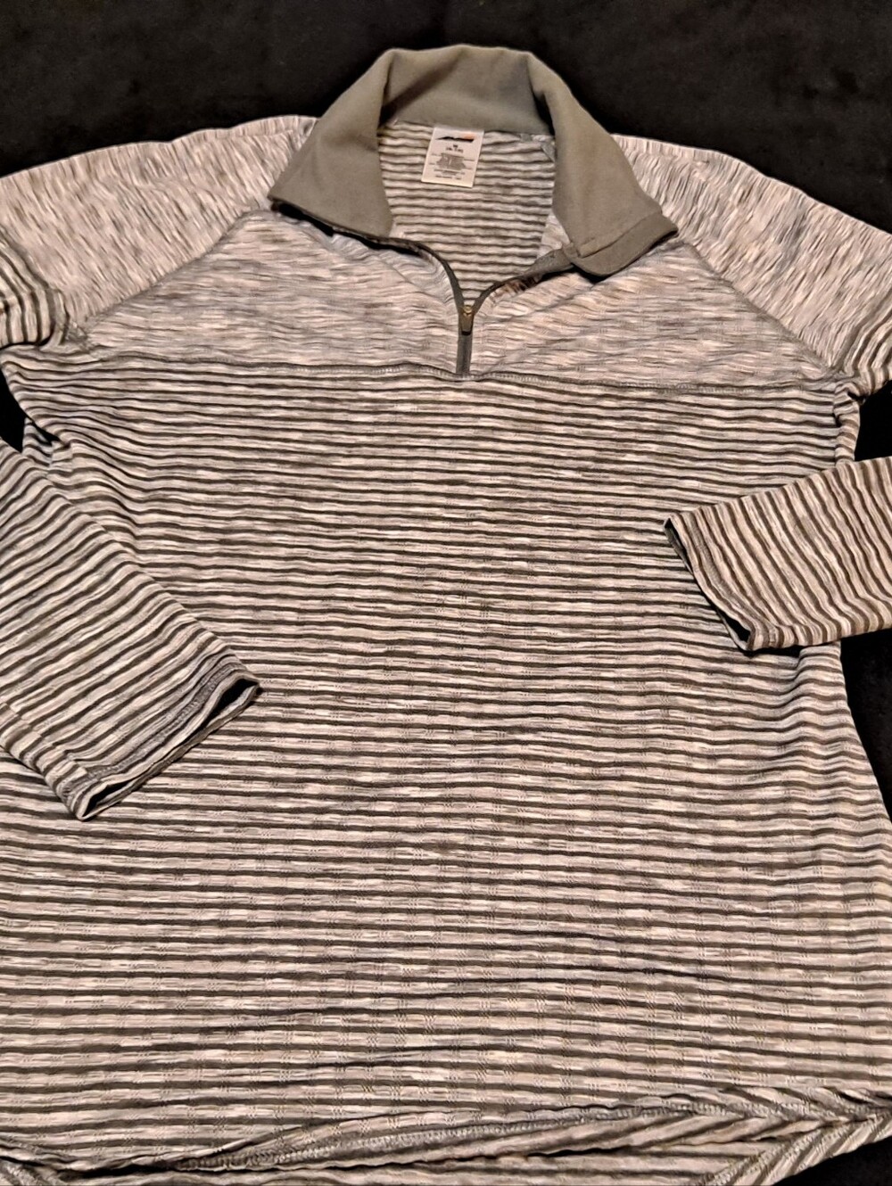 Avia Womens Long Sleeve Striped Quarter-Zip Top - Gray Sz M 8-10